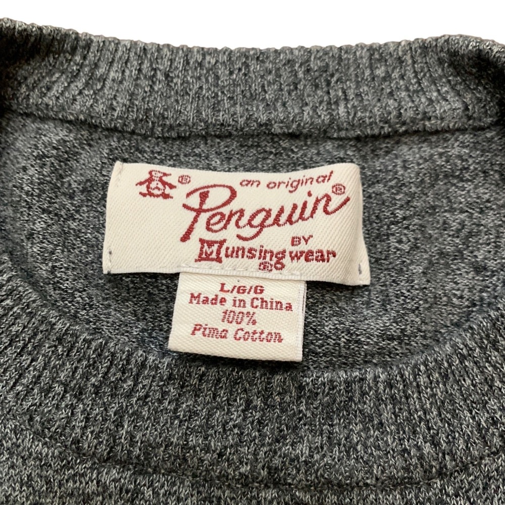 Penguin Original‎ Mens Gray Cotton Crew Neck Sweater Lightweight Knit Casual - Picture 6 of 7